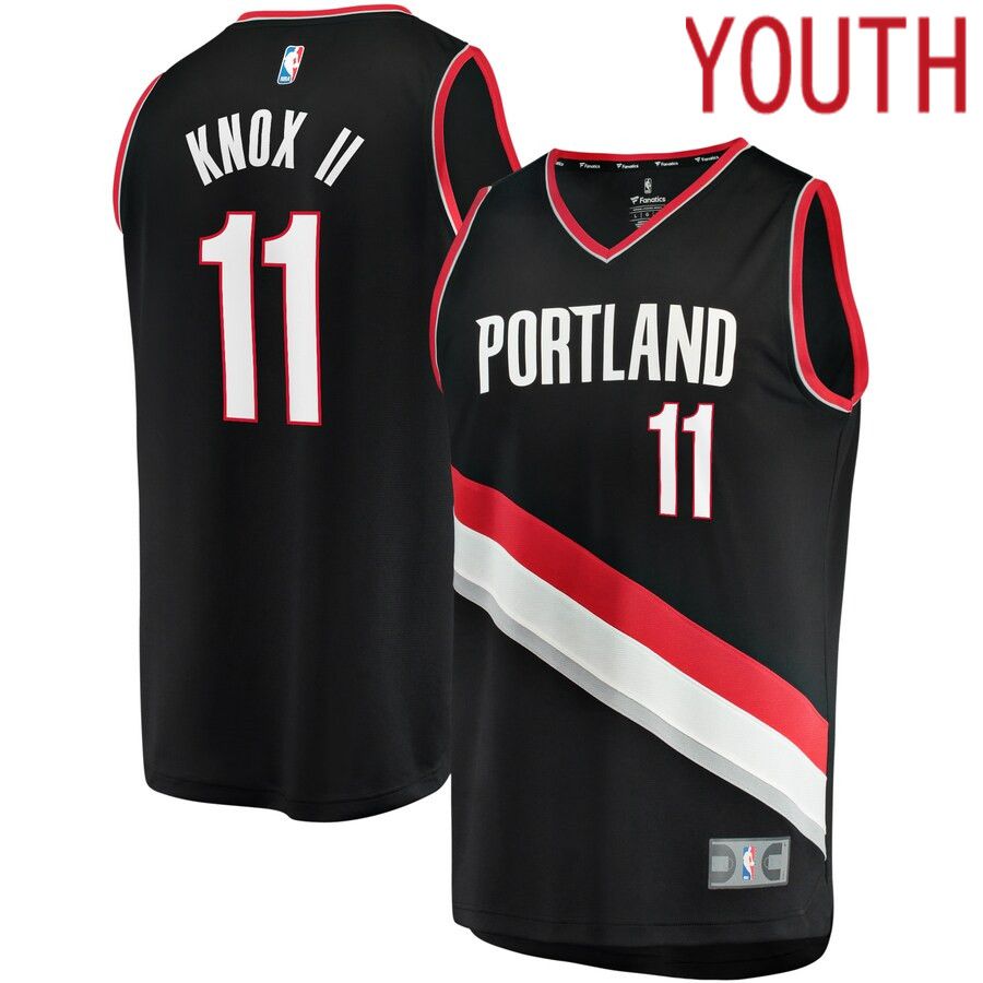Youth Portland Trail Blazers #11 Kevin Knox II Fanatics Branded Black Fast Break Player NBA Jersey